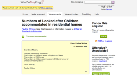 Children's care homes FOI request